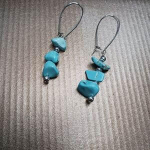 Turquoise and Silver Drop Earrings